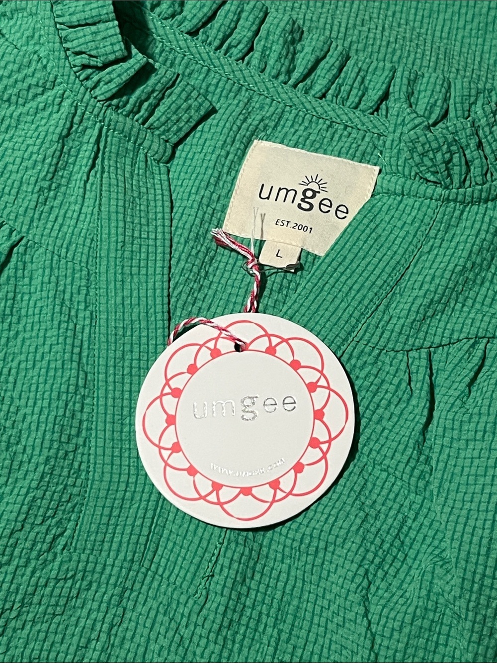 NWT Green Umgee Top Blouse Shirt Large V Neck - Picture 5 of 15